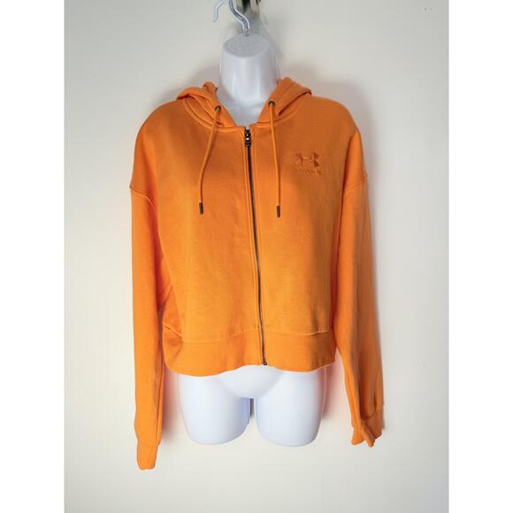 Under Armour Tops - Under Armour Womens Orange Loose Drawstring Hood Long Sleeve Cropped ZipUp Hoodi
